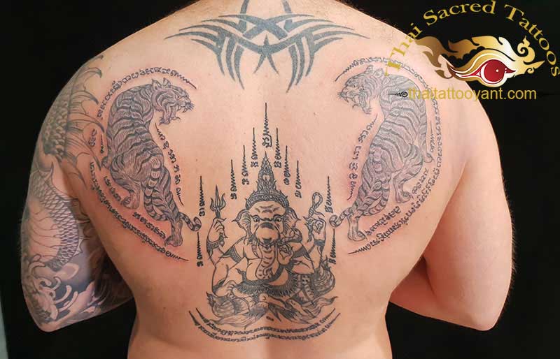 Thai Tattoo Tiger and Ganesh Yants