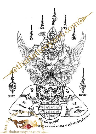 Bamboo Tattoo Thailand Rahu Moon God Sak Yant