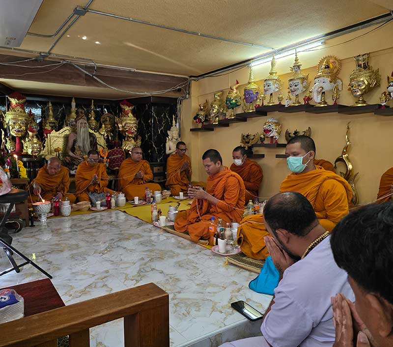 Monks Blessing our Temple Shrine to Sak Yant Thai Tattoo