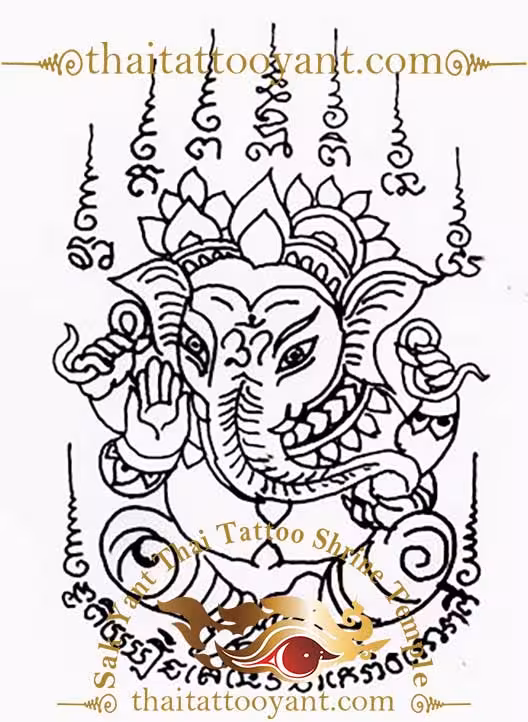 Baby Ganesh Sak Yant Thai Tattoo Design