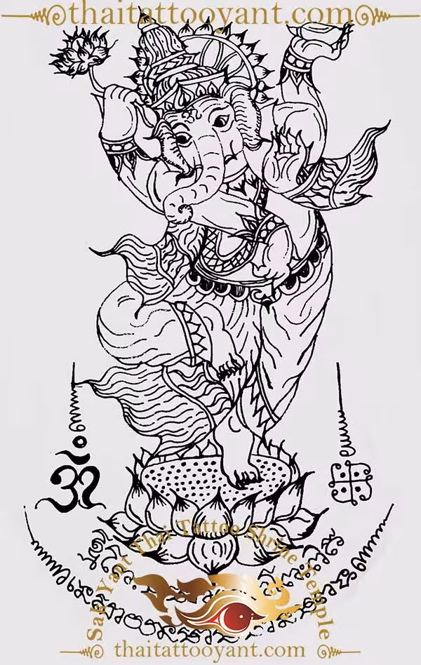 Dancing Ganesh Sak Thai Yant Tattoo