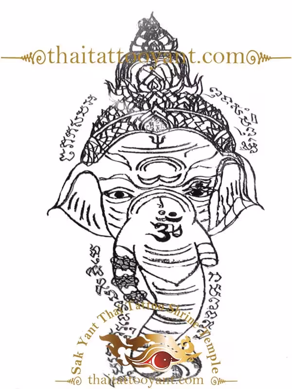 Ganesh Head Sak Yant Thai Tattoo