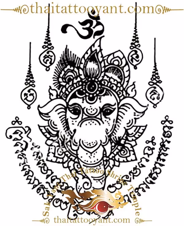Ganesh Head Sak Yant Thai Tattoo