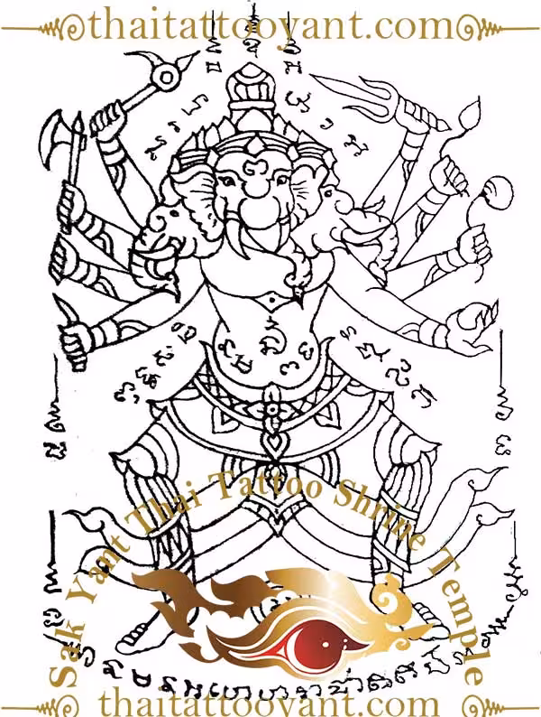 Standing Ganesh Sak Yant Thai Tattoo