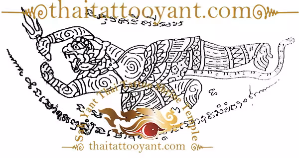 Hanuman Flying Sak Yant Thai Tattoo