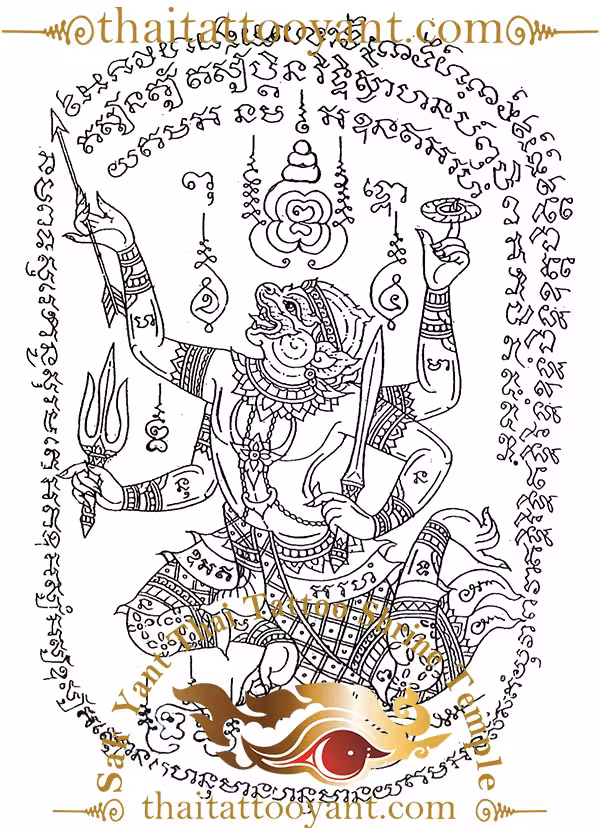 Hanuman Leaping Sak Yant Thai Tattoo