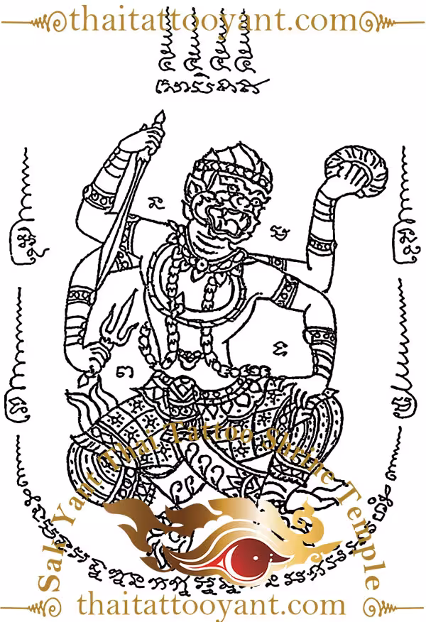 Hanuman Standing Sak Yant Thai Tattoo