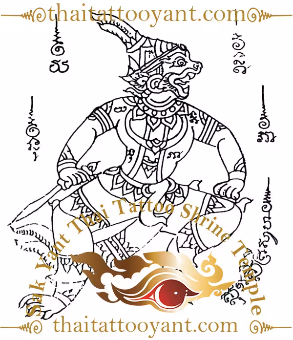 Hanuman Standing Sak Yant Thai Tattoo