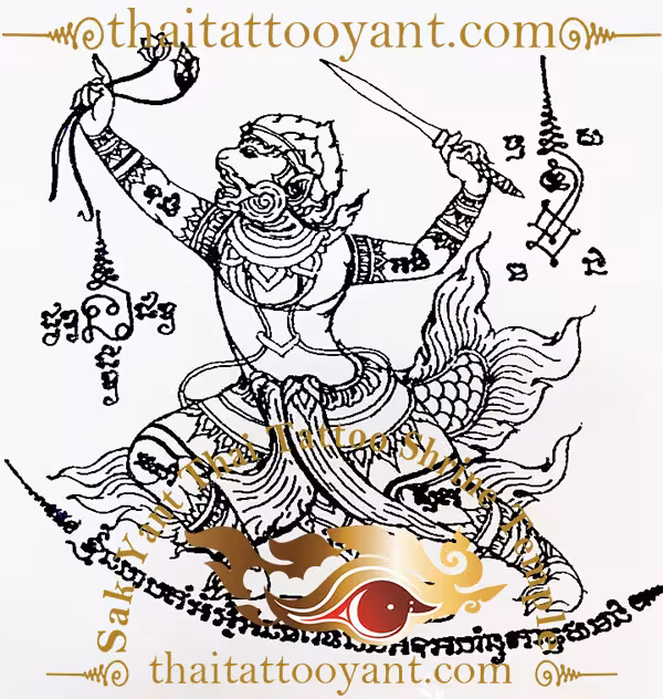 Hanuman Standing Thai Sak Yant Tattoo