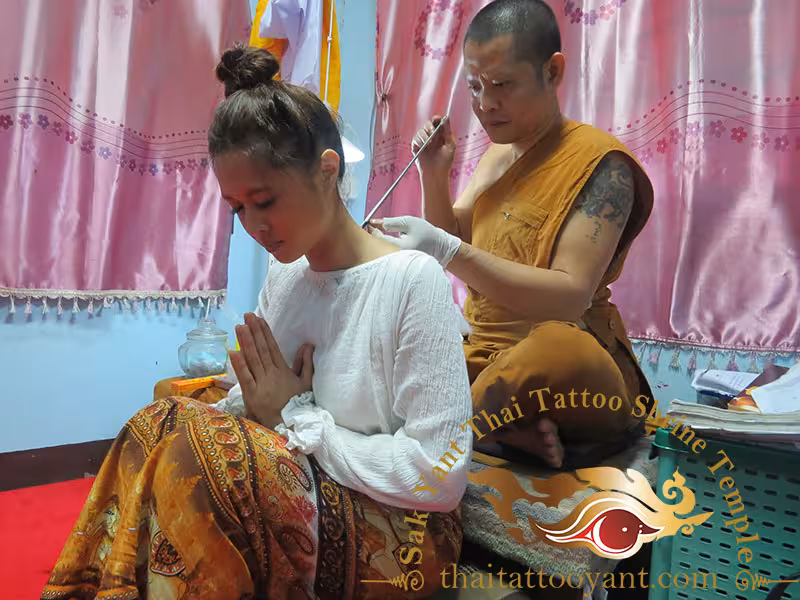 Hand Poke Sak Yant Thai Tattoo Grand Master Ajarn Bpom