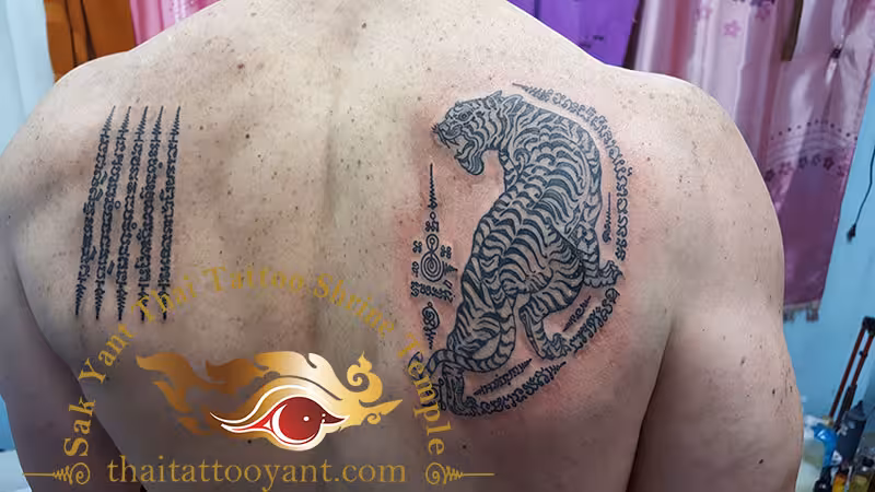 Sak Yant Thai Tiger Tattoo by Ajarn Bpom