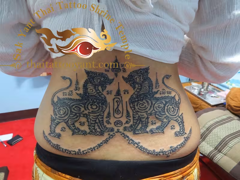 Twin Singha Sak Yant Thai Tattoo by Ajarn Bpom
