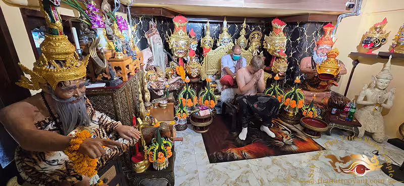 Blessing and activating Sak Yant Thai Tattoo Bangkok Thailand
