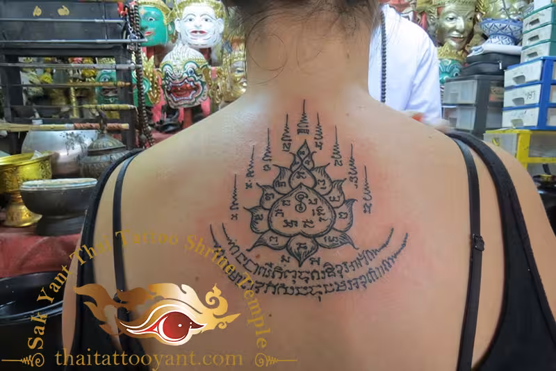 Dok Bua Golden Lotus Flower by Sak Yant Thai Tattoo Grand Master Ajarn Fu