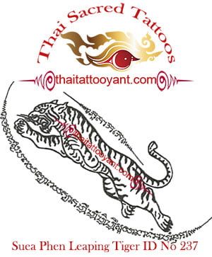 Suea Phen Leaping Tiger Left Thai Tattoo Yant ID No 237 Suea Phen Leaping Tiger Left Thai Tattoo Yant ID No 237