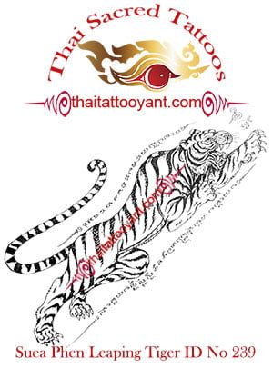 Suea Phen Leaping Tiger Right Thai Tattoo Yant ID No 239