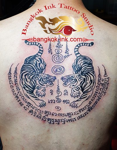 Thai Tattoo Twin Tigers by Machine