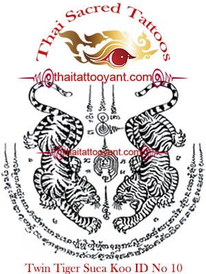 Twin Tigers Suea Koo Thai Tattoo Yant ID No-10 Twin Tigers Suea Koo Thai Tattoo Yant ID No-10